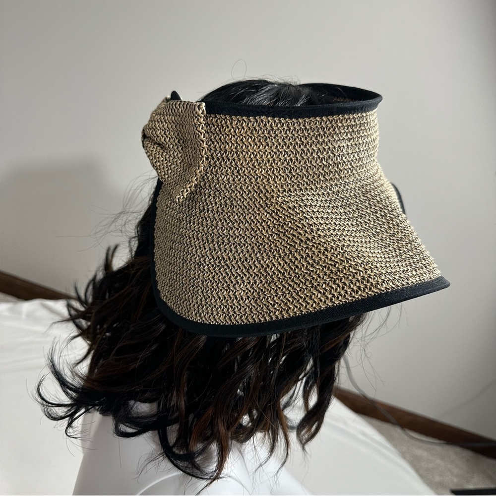 DAVID AND YOUNG Rollup Marled Straw Floppy Sun Vacation Visor Hat - Picture 2 of 7